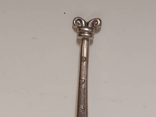 VINTAGE CARROL BOYES FUNCTIONAL ART EARLY DESIGN PEWTER AND STAINLESS LARGE SERVING SPOON