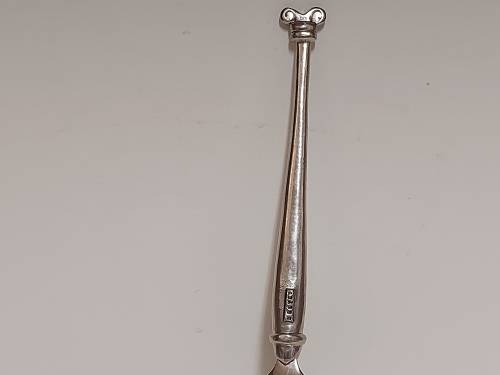 VINTAGE CARROL BOYES FUNCTIONAL ART EARLY DESIGN PEWTER AND STAINLESS LARGE SERVING SPOON