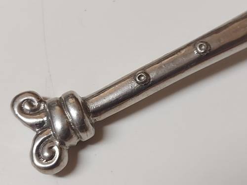 VINTAGE CARROL BOYES FUNCTIONAL ART EARLY DESIGN PEWTER AND STAINLESS LARGE SERVING SPOON