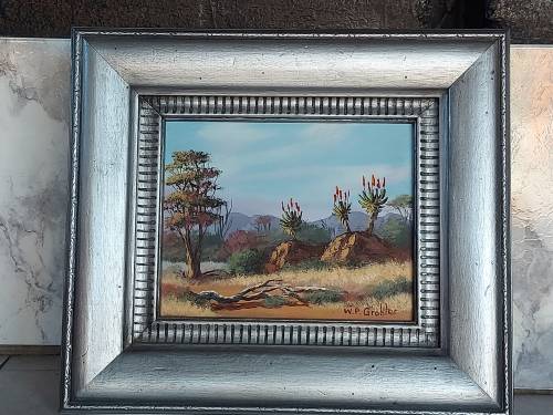 INVESTMENT ART: ORIGINAL W P GROBLER OIL ON BOARD LANDSCAPE PAINTING