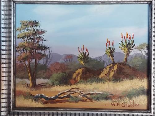 INVESTMENT ART: ORIGINAL W P GROBLER OIL ON BOARD LANDSCAPE PAINTING