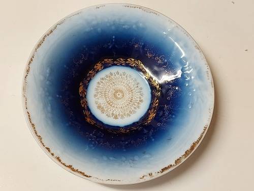 AWESOME RARE VINTAGE VICTORIA AUSTRIA FLOW BLUE CUP AND SAUCER