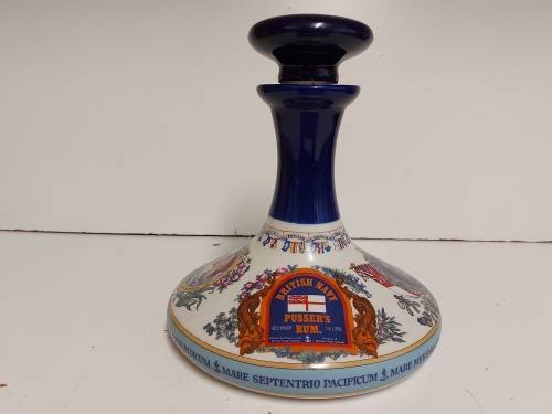 GREAT FIND! NAHON WADE PORCELAIN BRITISH NAVY PUSSER`S RUM SHIP`S FLAT DECANTER
