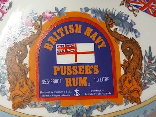 GREAT FIND! NAHON WADE PORCELAIN BRITISH NAVY PUSSER`S RUM SHIP`S FLAT DECANTER