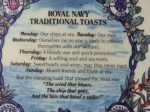 GREAT FIND! NAHON WADE PORCELAIN BRITISH NAVY PUSSER`S RUM SHIP`S FLAT DECANTER
