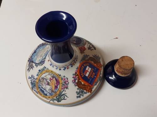 GREAT FIND! NAHON WADE PORCELAIN BRITISH NAVY PUSSER`S RUM SHIP`S FLAT DECANTER