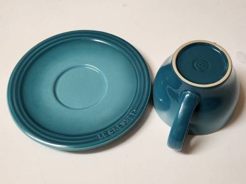 VINTAGE LE CREUSET TEA CUP AND SAUCER IN MINT CONDITION