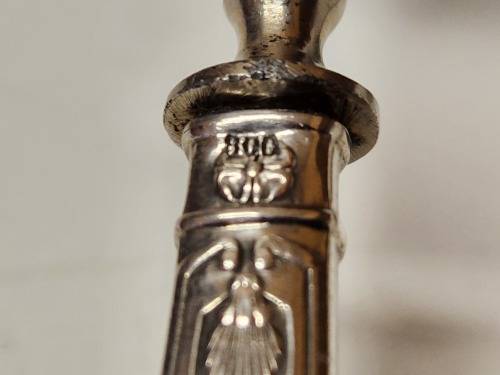 VINTAGE SET OF FOUR 800 SILVER HANDLED HALLMARKED FORKS