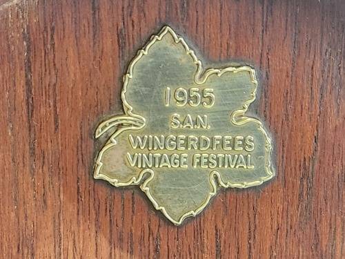 VINTAGE OAK WINE BARREL WITH BRASS HOOPS ON A CUSTOM MADE STAND