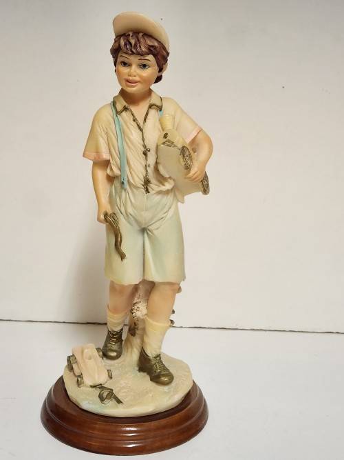 RARE VINTAGE CAPODIMONTE PORCELAIN FIGURINE ON A WOODEN PLINTH, MADE IN ITALY