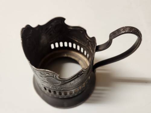 GREAT FIND! 1917-1967 RUSSIAN SILVER METAL USSR SPACE PODSTAKANNIK MHU U 2P59K GLASS HOLDER