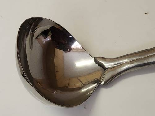 VINTAGE CARROL BOYES EARLY DESIGN PEWTER AND STAINLESS LARGE LADDLE