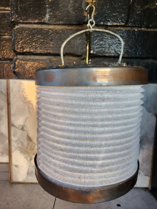AWESOME FIND! VINTAGE PERSIAN OTTOMAN COPPER AND CONCERTINA CLOTH CANDLE LANTERN
