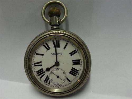 ANTIQUE JB PARSON CO SWISS SILVER POCKETWATCH (WORKING)