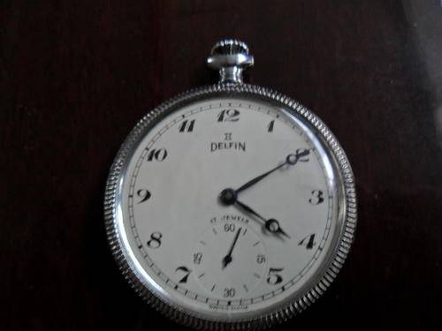 DELFIN SILVER ANTIQUE POCKET WATCH (WORKING)