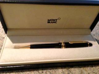 MONT BLANC LE GRANDE JET BLACK AND GOLD BALLPOINT IN ORIGINAL BOX UNUSED!! 100% ORIGINAL