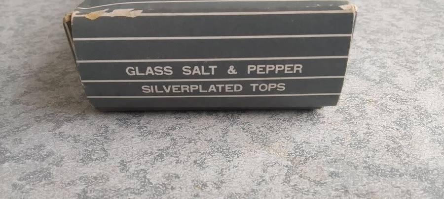 Glass Salt and Pepper Silverplated tops - Unused