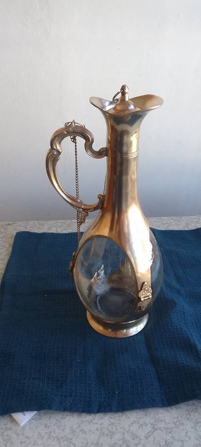 Stunning Solid Brass and  Glass Decanter