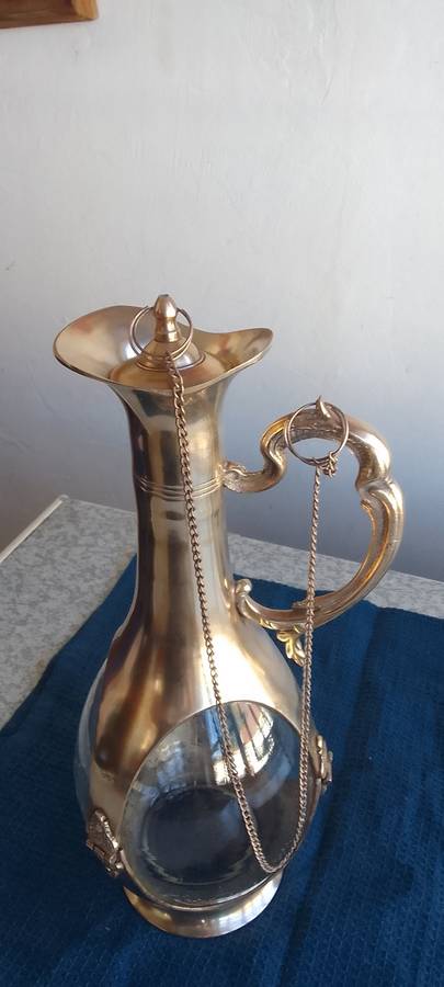 Stunning Solid Brass and  Glass Decanter
