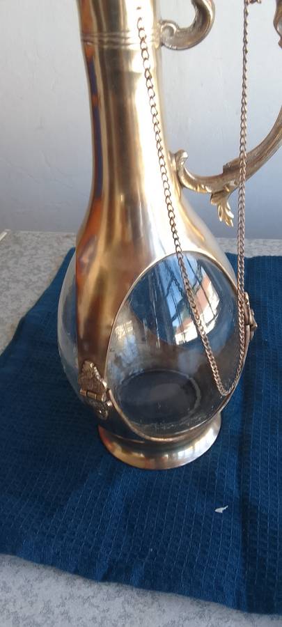 Stunning Solid Brass and  Glass Decanter
