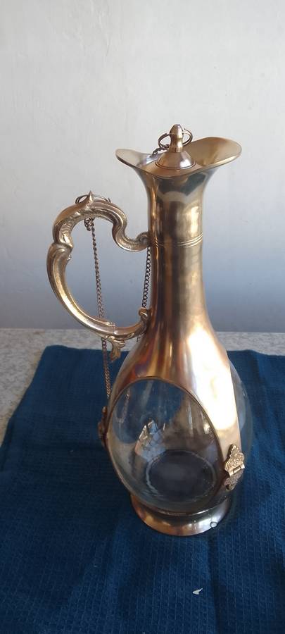 Stunning Solid Brass and  Glass Decanter