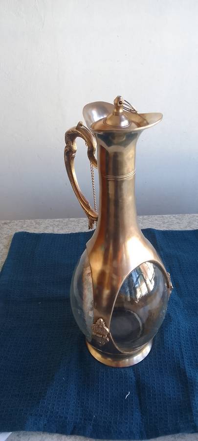 Stunning Solid Brass and  Glass Decanter