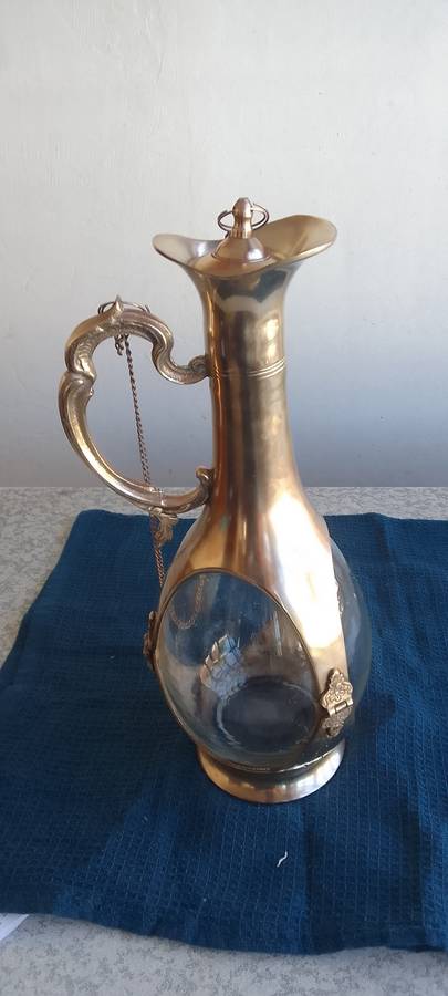 Stunning Solid Brass and  Glass Decanter