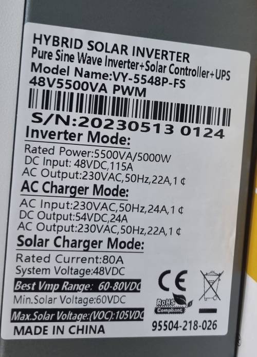 Solar Inverter 5Kva 48V
