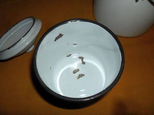2 X ENAMEL CONTAINERS -ONE A BILLY CAN