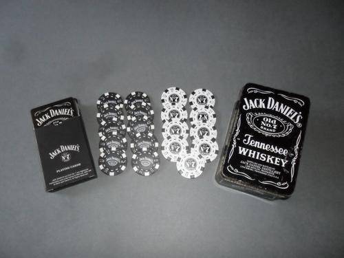 JACK DANIELS TIN CASINO CHIPS AND A PACK OF CARDS