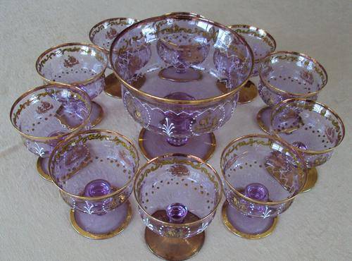 BOHEMIAN GLASS DESSERT SET