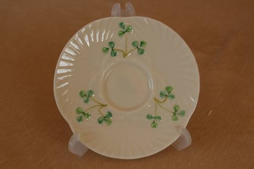 SUPER BELLEEK "HARP SHAMROCK" SAUCER 6th MARK
