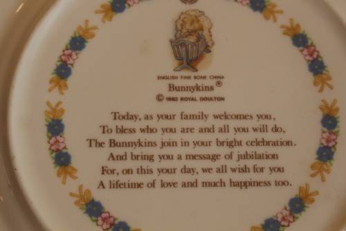 ROYAL DOULTON BUNNYKINS CHRISTENING PLATE