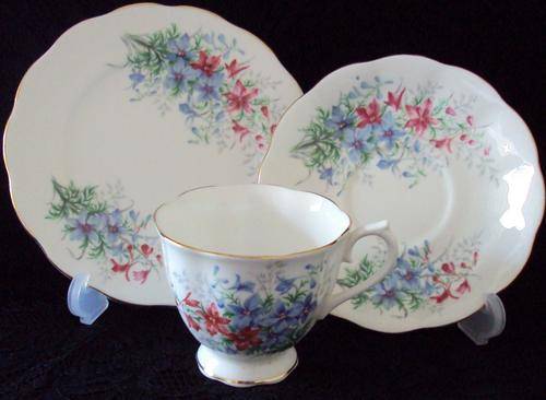 ROYAL ALBERT "LARKSPUR" TEA TRIO