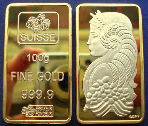 1oz 24ct GOLD LAYERED SUISSE LADY BAR ** Rare**