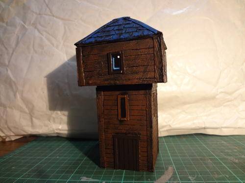 warhammer  - terrain - scenery - watch tower - blue roof - A+ painted