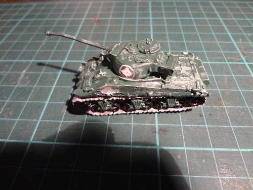 15mm - world war 2 - USA sherman tank green painted (metal (lead soldiers))