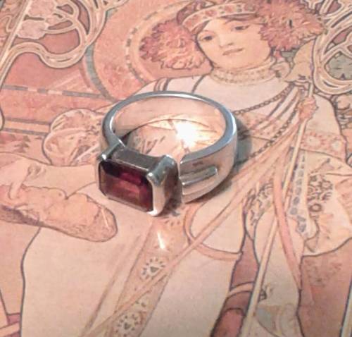 Sterling Silver Garnet  Ring with a bit of 9ct Gold