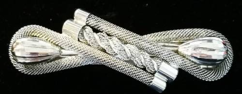 Attractive Heavy & Large Silver Barrette Hair Clip with Interesting Design