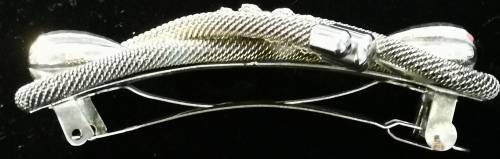 Attractive Heavy & Large Silver Barrette Hair Clip with Interesting Design