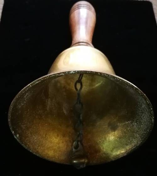 Vintage Large Brass and Wooden Handle Bell