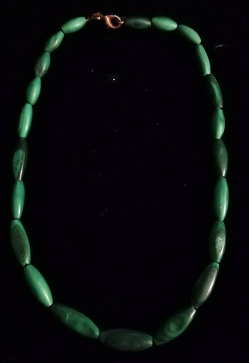 Vintage Malachite Tubular Bead Necklace