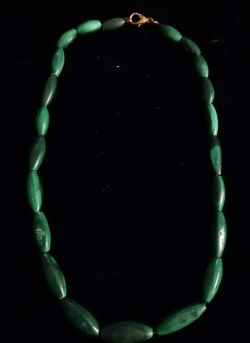 Vintage Malachite Tubular Bead Necklace