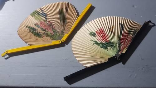 Vintage Handheld Floral Fans People's Republic of China