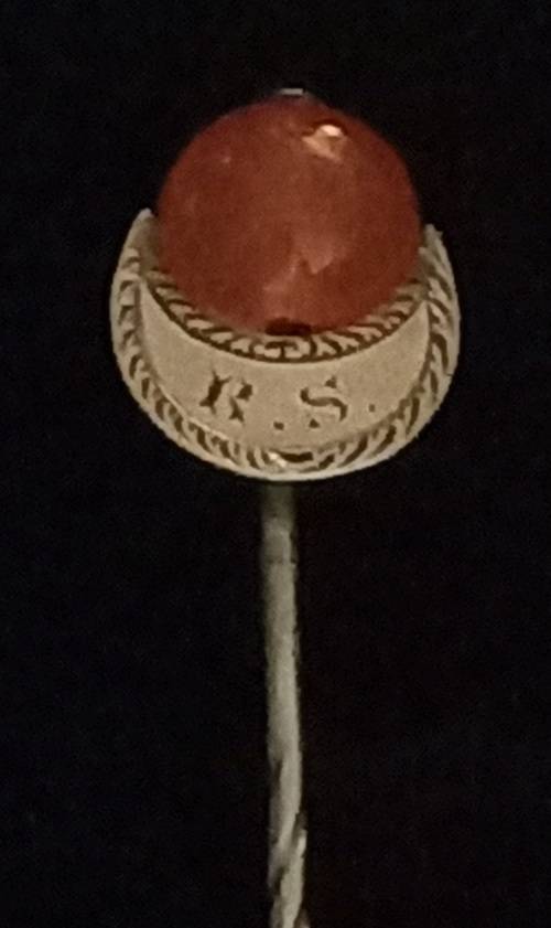 Antique Sterling Silver Hat / Stick Pin with Carnelian Bead