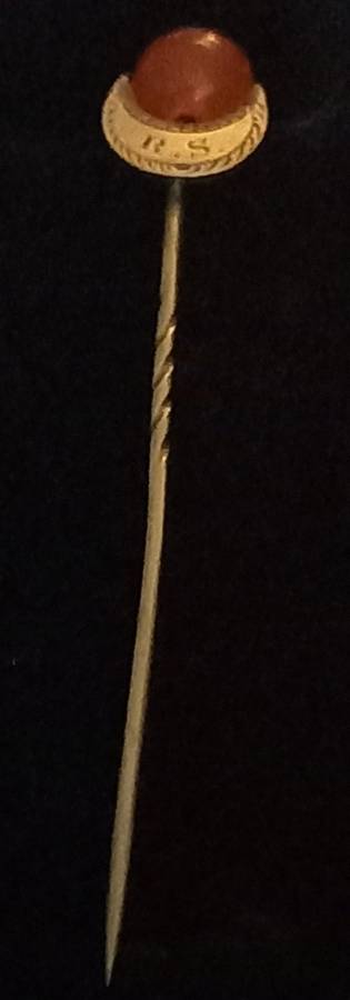 Antique Sterling Silver Hat / Stick Pin with Carnelian Bead