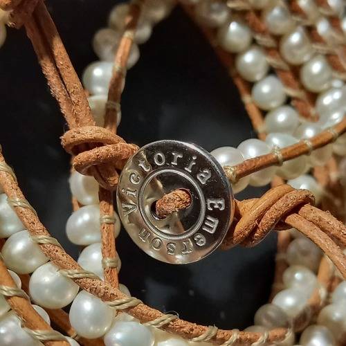 Trendy Victoria Emerson Wrap Bracelet Freshwater Pearls and Leather Cord