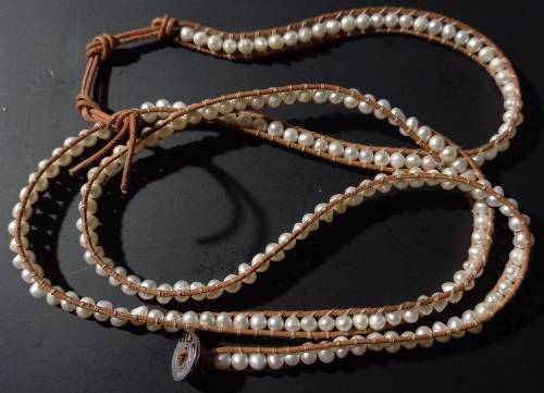 Trendy Victoria Emerson Wrap Bracelet Freshwater Pearls and Leather Cord