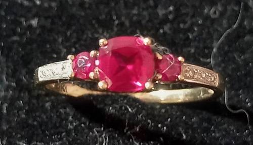 Vintage 9ct Rose Gold Ruby and Diamond Ring