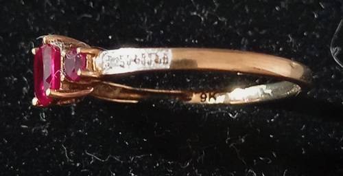 Vintage 9ct Rose Gold Ruby and Diamond Ring
